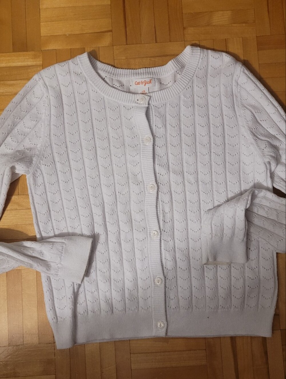Cat & Jack White Pointelle Knit Sweater - Girls